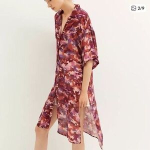 Anthropologie Breezy Tunic Buttondown – Pink Combo – Size S (NWT, $90 Retail)